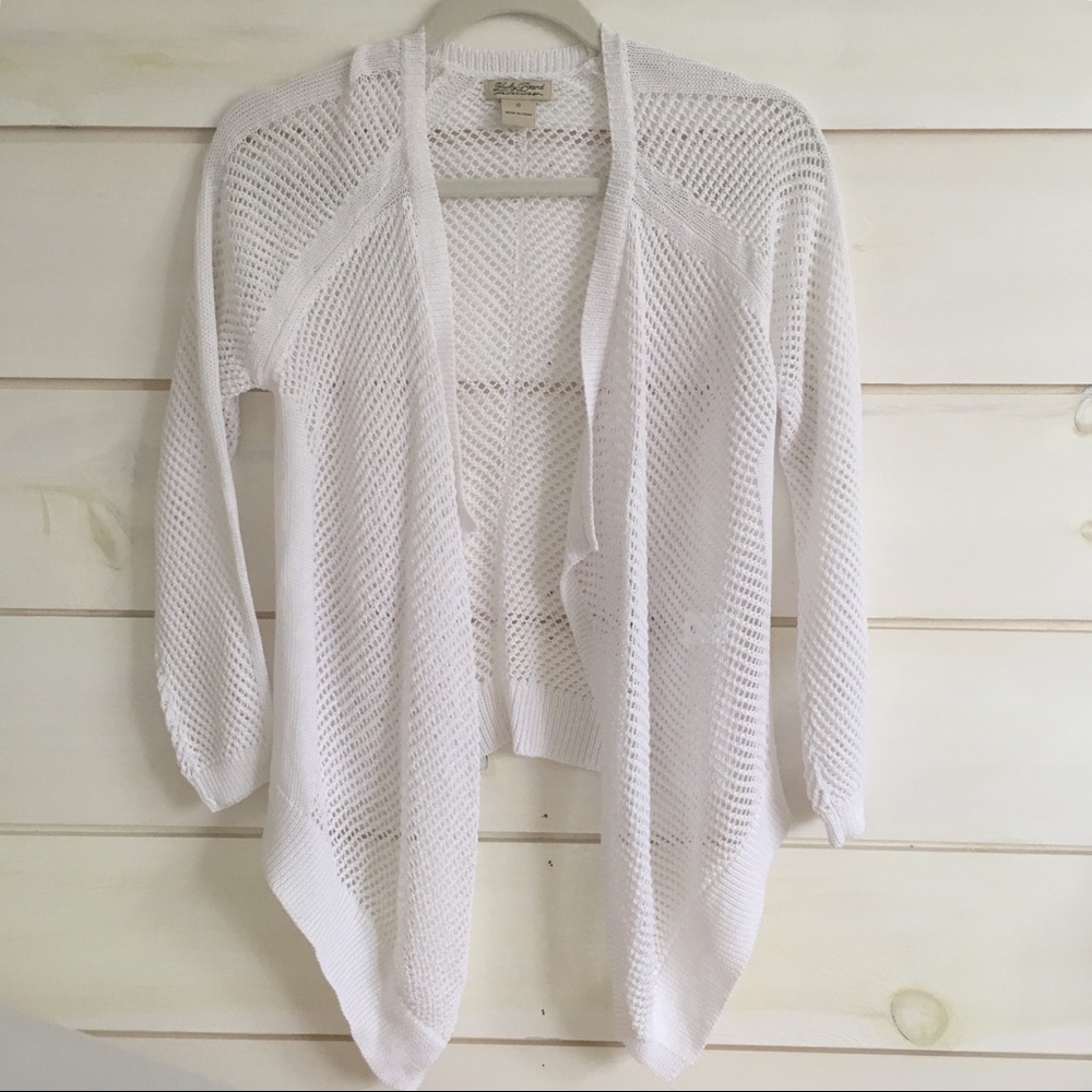 LUCKY BRAND white mesh cardigan sweater small